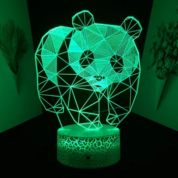 Панда светлина Животните 3D Илюзия Настолна лампа за украса на детска спални лека нощ led RGB сензорен датчик за Нощна лампа дистанционно управление