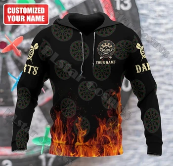 Персонални името Dart Skull с 3D принтом, модерни мъжки блузи, ежедневни пуловер с цип, подарък за баба дартса TDD159