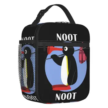 Пингвин Pingu Noot Noot Изолирано Чанта за Обяд за Жени Преносим Cartoony Ulzzang Термален Охладител Bento Box Плажа на Къмпинг, за Пътуване
