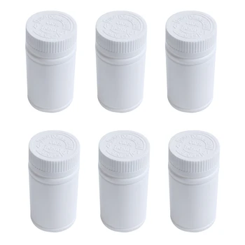 Пластмасови празни бутилки за лекарства, Държач за хапчета, контейнер за таблетки, 6шт Бял
