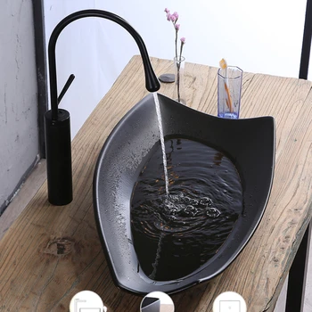 Плот мивка матово-черна, мивка, мивка, тоалетна, скандинавски индивидуалност, творчески мивка