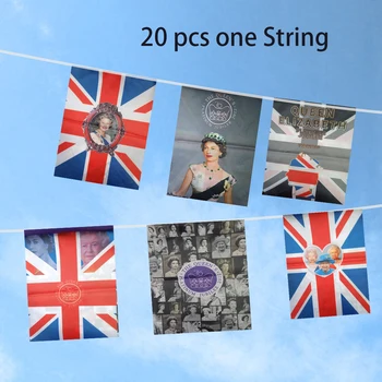 Полиестерен двустранен печат Юниън Джак, британски знамена с овесени ядки, Platinum юбилейна флаг на кралица Елизабет II