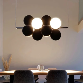 Полилей със стъклена топка, led висящи лампи за кухненски остров, дизайнерски таван, интериор за бар, ресторант, таван полилей