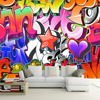 Потребителски 3D Цветни стенни тапети с графити KTV Bar Clubs Фон Тапети Творческа изкуство Papel De Parede Начало декор Стенопис