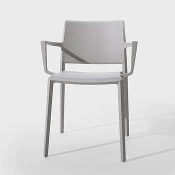 Преносим единична пластмасов стол с облегалка Домашен модерен минималистичен пластмасов стол, Маса за Хранене Ресторант шезлонг Мебелите за дневна