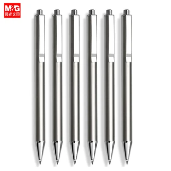 Прибиращи Метални Гел Химикалки M & G, Химикалка Химикалка за Подпис от Неръждаема Стомана с Тънки черни мастило 0,5 мм и Сменяеми Сини Заправками