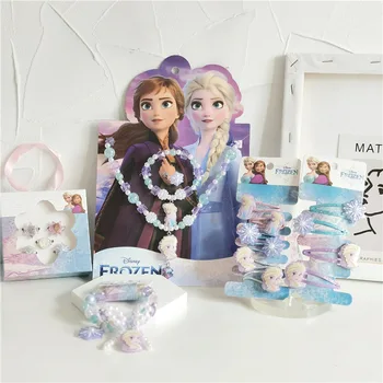 Принцеса Дисни от картун замразени детски момичета Елза снежинка родословни въже за коса огърлица, гривна, пръстен играчки кукли