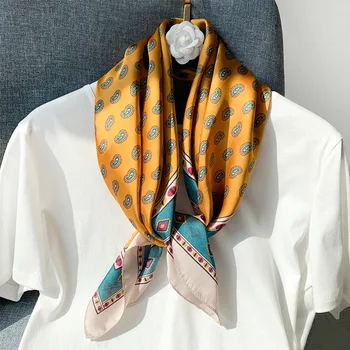 Пролетно-есенен женски квадратен шал, нова туристическа солнцезащитная шал, женски качествени копринени шалове, модерен мюсюлмански прическа с луксозен принтом
