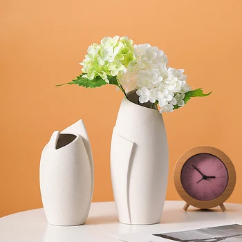 Проста ваза в скандинавски стил, Бяла Ваза за Бисквитных на Цветя, Декорация на хола, проста керамични Жардиньерка