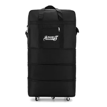 Разтегателен чанта за куфара, преносима сгъваема чанта за багаж с колела голям капацитет, с многостранен 5 колела за пътуване, бизнес
