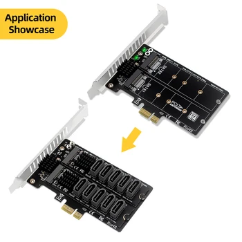 Разширяване карта PCIE3.0 X1/X4/X8/X16 режим за М. на 2 SATA Разделени карта за разширяване на 2x6 Gbit/2 порт за Пренос на Данни Карта на адаптера за твърдия диск 2 ключа B M. 2