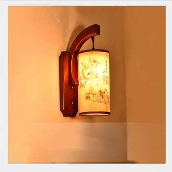 Ретро китайски монтиран на стената лампа, под стари времена, стълбище, проход, коридор, спалня, хол, кафе в хотела, лампа E27, монтиран на стената лампа, дървена халба бира