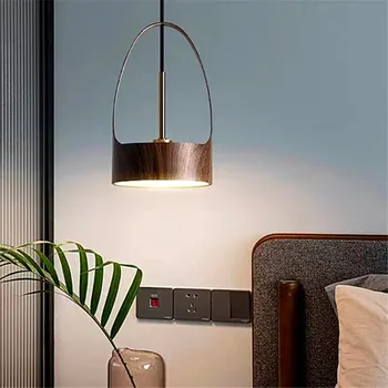 Ретро окачен лампа в скандинавски стил, малък изчистен метален окачен лампа, лампа за спални, трапезария, хол, декоративно прикроватное осветление