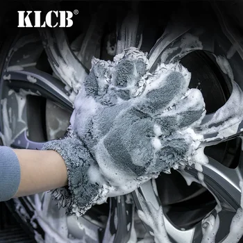 Ръкавици за миене на кола без драскотини от мек микрофибър с 5 пръста за вътрешно и външно почистване