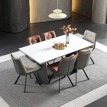 Сгъваема кухненска маса за хранене Телескопична правоъгълен, плот от италиански бял мрамор, висок клас мебели за ресторант Mesa Plegables