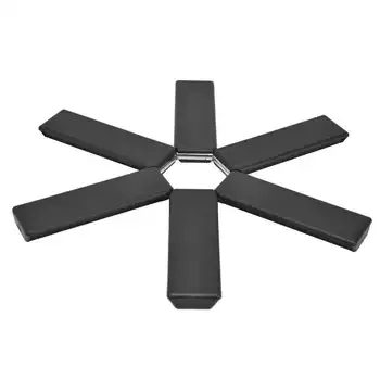 Сгъваема подложка за тенджери, ABS + PP, безопасни топлоизолационни сгъваема поставка в черен цвят за трапезарията