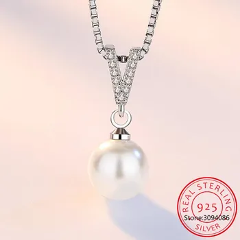 Сега сребро 925 Проба, V-образен синтезированная перлена верижка, колие за Бр за жени, за сватба парти, S925 Jewelry DA2315