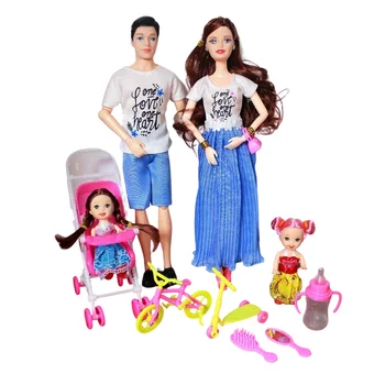 Семейни костюми за кукли от 4 души, мама/ татко/ Кели/ детска Количка, Играчка за момичета, модни кукли за бременни, детска играчка, подарък за рожден Ден на дете