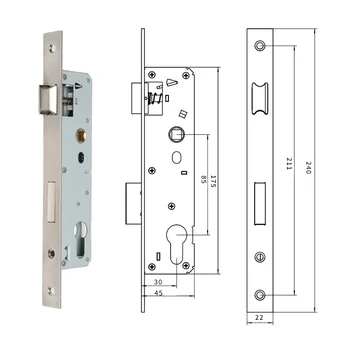 Серия одноточечных и много точки на брави за вътрешни дървени врати от алуминиева сплав комплект ключалки за корпуса, цилиндрови катинар и врата от алуминиева сплав