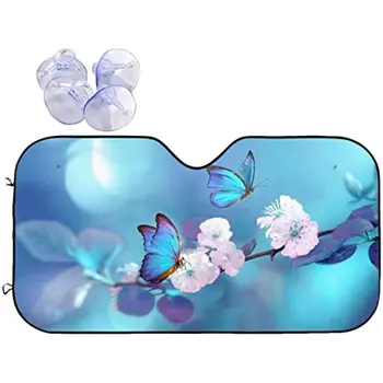 Синя пеперуда на цвете сенника на предното стъкло на колата, защита от слънцето, на преден стъкло, сгъваеми защитен калъф за камион, suv