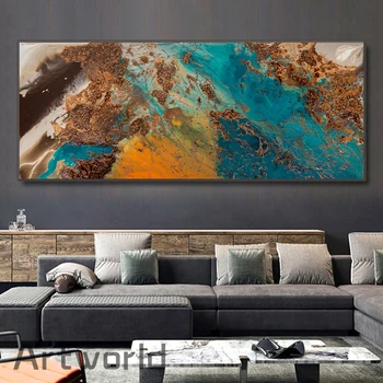 Синята Река почвата на Съвременната Абстрактна Живопис с маслени Бои върху платно Стенни художествена картина на Cuadros, за домашен интериор дневна