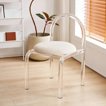 Скандинавските кафе столове, мебели за всекидневната, луксозно акрилни стол, Ергономичен стол за грим, маса за хранене, стол с прозрачна облегалка