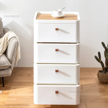 Скандинавските пластмасови шкафчета за спалня, Модерен минималистичен малка странична масичка, Шкаф за съхранение на битови чекмеджета, Нощни шкафчета за хол
