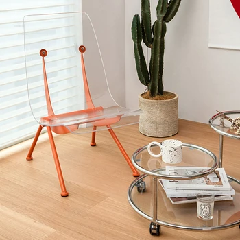 Скандинавските прозрачни Столове за всекидневна, минималистичные единични столове с акрилни облегалка, Креативна, Мебели за хола, Стол за почивка на Балкона
