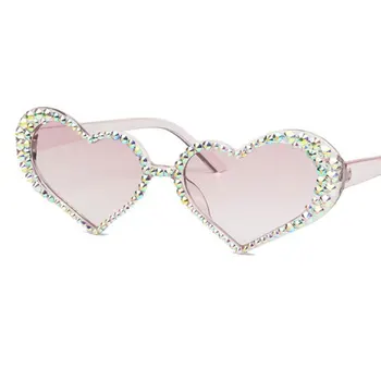 Слънчеви очила с кристали във формата на сърце, женски, мъжки, ретро-лещи, градиентные слънчеви очила, жена модната марка, дизайнерски очила 