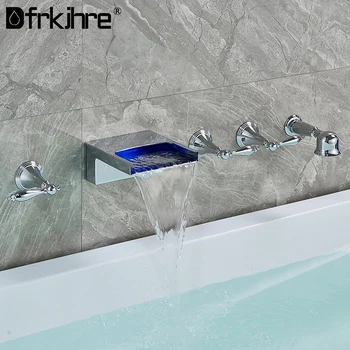 Смесител за баня, стенен led водопад, хром е широко разпространено смесител за мивка с ръчен душ, смесител за душ в банята