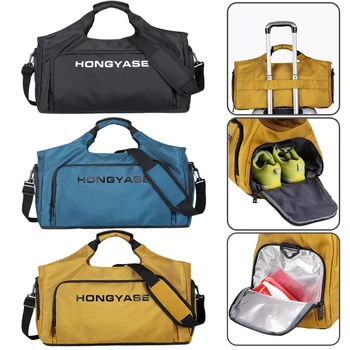 Спортна чанта с голям капацитет, чанти за рамо за фитнес на открито, сухи и мокри разделителни чанти за мъже и жени, спортни, пътни чанти за практикуване на йога