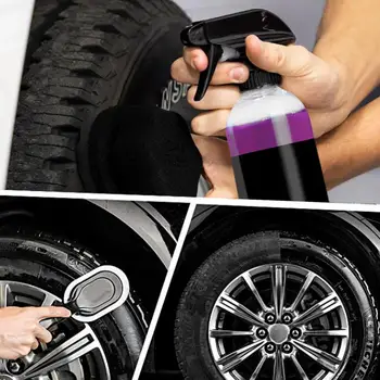 Спрей за покриване на гуми 500 мл Устойчив спрей за блясък гуми, защита от ултравиолетови лъчи, Средства за грижа за автомобилните гуми, Защита От напукване на гуми и избледняване