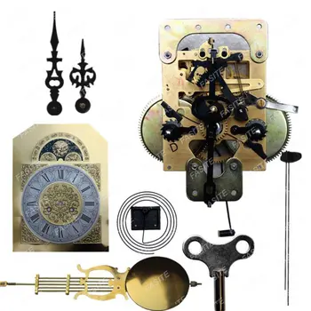 Стари Механични часовници с маятниковым часов механизъм, аксесоари за ремонт на механизъм от чиста Мед, Големи дървени детайли с махало