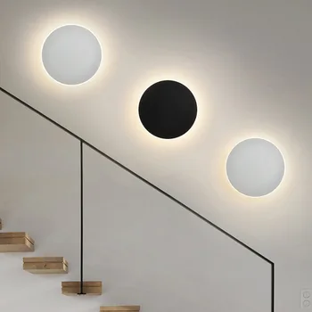 Стенен лампа в скандинавски стил с таблата, кръгла, с монтиран на стената лампа 110 В На 220 В, Модерен минималистичен Проход, Стълбище, монтиран на стената фон, led, с монтиран на стената лампа