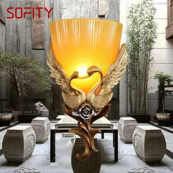 Стенни аплици SOFITY Contemporary Swan със златен led за помещения, романтична creative осветление за дома, хол, спалня