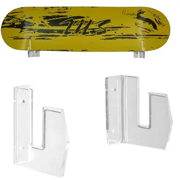 Стенни закачалка за скейтборд, прозрачни акрилни стойки за скейтборд, Стена висящи скоби за електрически скейтборд - БЕЗ скейтборд