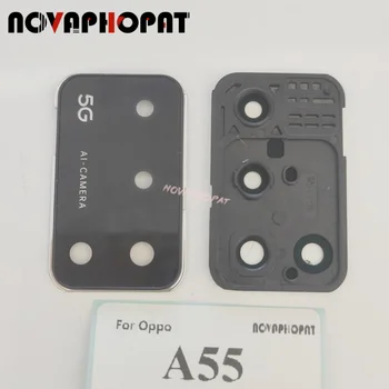 Стъклен Обектив на Задната Камера Novaphopat + Рамка За Обектива на Камерата, Държач Капак, За да се Oppo A55 5G PEMM00