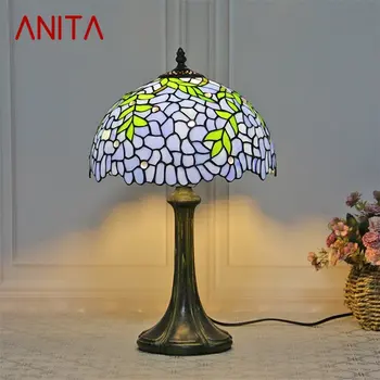 Стъклена Настолна Лампа DEO Тифани LED Модерна и Креативна Нощна Синята Настолна Лампа За Дома, Всекидневна, Спални, Хотелски Декор