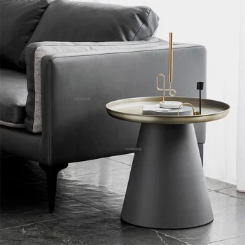 Съвременни мебели, Метални масички хол Домашен светлина Луксозен балкон Творчески кръгла масичка за чай прост разтегателен приставной маса