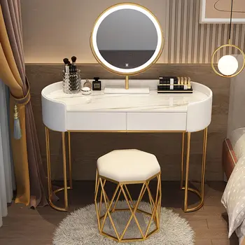 Съвременно луксозно огледало, Тоалетка, Тристепенна настройка на яркостта, шкафове, Стенд за тоалетни принадлежности, Спални, Модерни мебели за шкафа