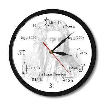 Сър Исак Нютон Стенни часовници в метална рамка Математик, физик, астроном, Математическо уравнение, образователни стенни часовници и за наука и изкуство