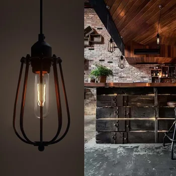 Таванско помещение, лампа Ретро промишлен лампа Скандинавски окачен лампа Съвременен желязо творчески ресторант окачен лампа за спални