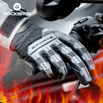 Тактически ръкавици ROCKBROS, велосипедни ръкавици с удебелени подплата SBR, противоударные дишащи гел велосипедни ръкавици, зимни топли спортни ръкавици с пълни пръсти