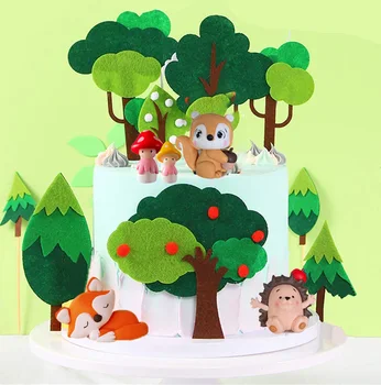 Тема горски животни Топперы за кексчета за рожден Ден Същества Горски Детски душ Горски украса за парти Лисица Протеин Гъби