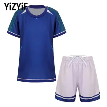 Тениска и комплект с къси ръкави за момчета, футболна форма за тренировки по баскетбол, спортен костюм за активни дейности за джогинг, спортен костюм