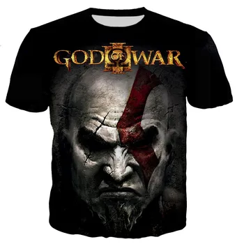 Тениска Оверсайз God Of War, Тениски с 3D принтом, мъжки модни риза, детска тениска в стил хип-хоп, Мъжка риза, Детска тениска с къс ръкав за момчета