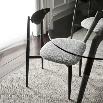 Трапезни столове от овча вълна в скандинавски стил за кухня, минималистичен дизайнерски стол с облегалка от масивна дървесина, тоалетка, обикновен стол за хранене