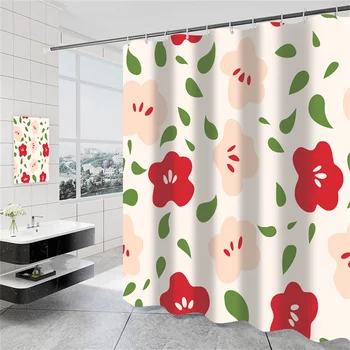 Тъканта завеса за душ за баня, водоустойчив, с дебела цветен модел, завеси за душ с куки, Многоразмерная параван за вана