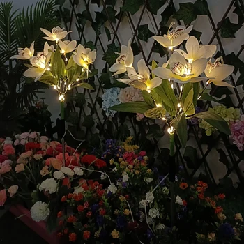 Уличен декоративни светлини, цветни цвете орхидея, слънчева светлина, 600 ма, led лампа за двора, дълготрайност до 10 часа за вътрешен двор, градински пътеки в задния двор