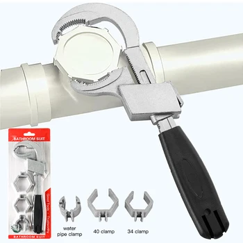 Универсален регулируем двупосочен ключ, мултифункционален ключ за баня, гаечен ключ от алуминиева сплав с отворен край, ръчни инструменти за поправка на мивки